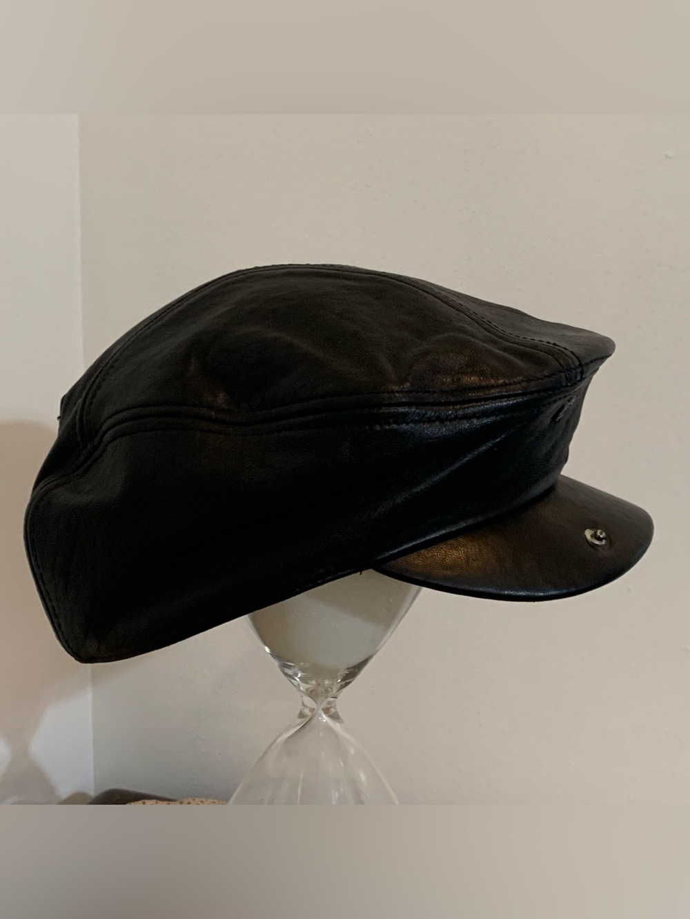 Wilsons Black Leather Unisex Newsboy Ivy Flat Cap